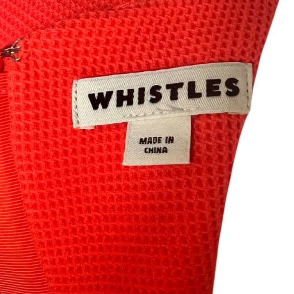 Whistles Textured Sleeveless Flare Dress Waffle Knit, Bright Orange, Sz 8 - Picture 7 of 11